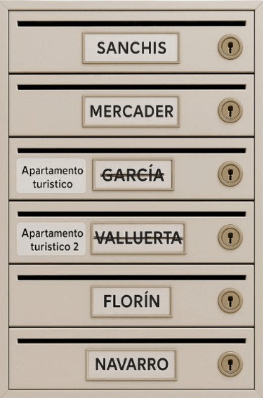Cartel de la campaña: impedir la turistificación en la comunidad de propietarios